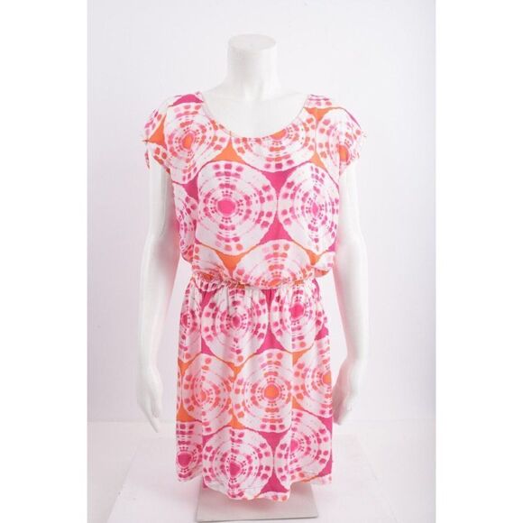Banana Republic Womens Dress Swim Cover-Up M Pink White Tie Dye Geometric NWT - Picture 1 of 6
